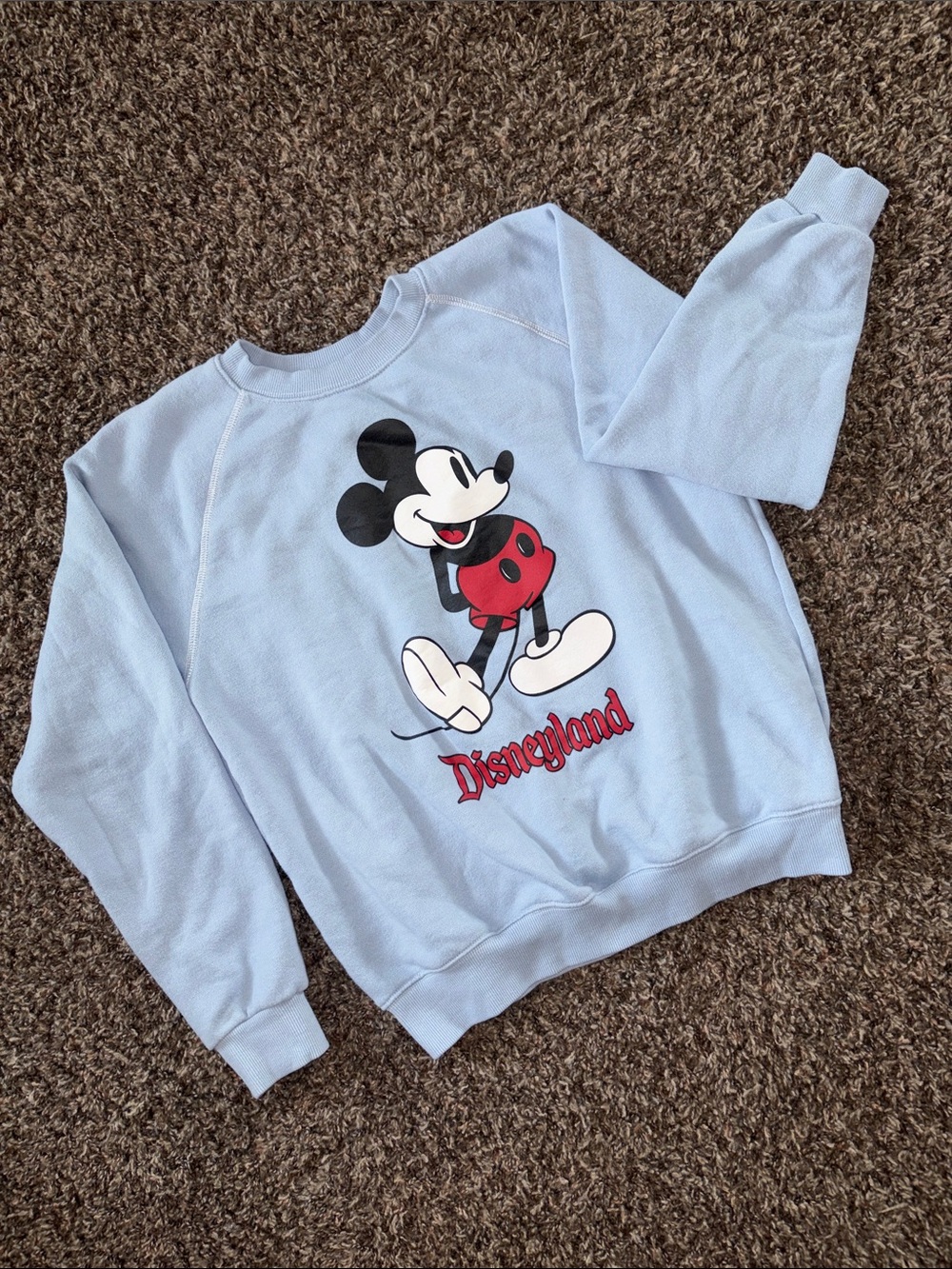 Disney Light Blue Classic Mickey Mouse Crewneck Pullover Sweatshirt, Size Small